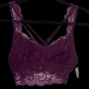 Candies Burgundy Purple Lacy Bralette Size S